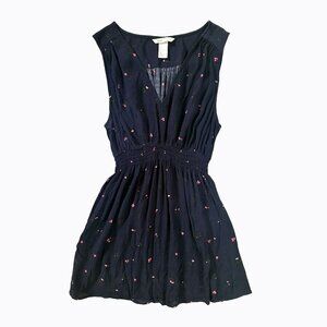 H&M Mama Babydoll Top Navy Blue Floral Whimsigoth Y2K Coquette Dark Fairy Sz S